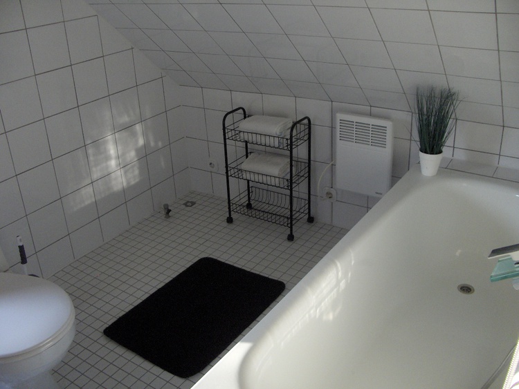 Teilanicht Badezimmer mit Badewanne und WC